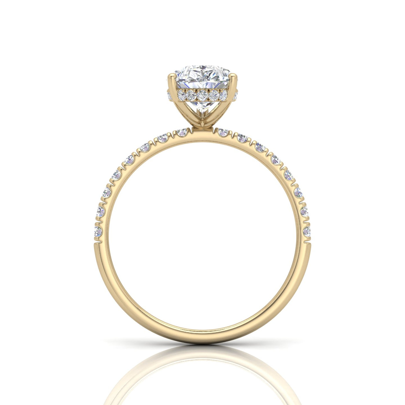 Classic Hidden Halo Pave Set Engagement Ring - Pear