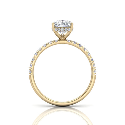 Classic Hidden Halo Pave Set Engagement Ring - Pear