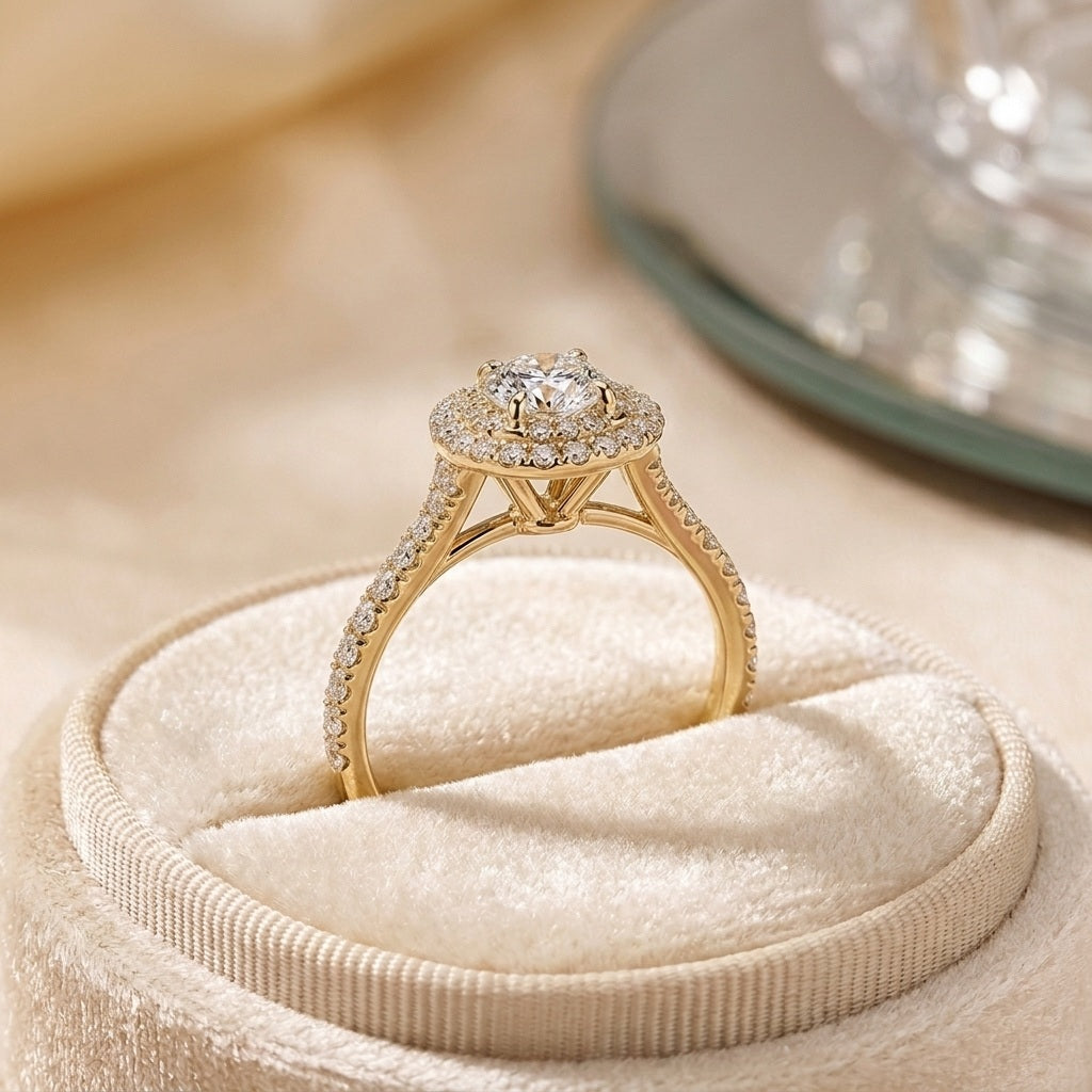IGI Certified 2.50CT E/VS Oval Lab Grown Diamond Double Halo Engagement Ring