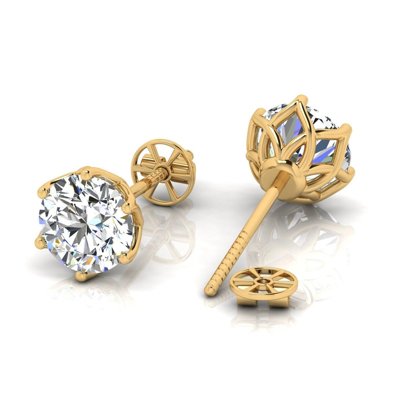 Certified D/VS 2.00Ct Round Diamond Designer Stud Earrings in 18k Gold