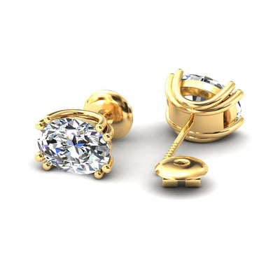 Certified F/VS 3.00Ct Oval Diamond Stud Earrings in 18k Gold