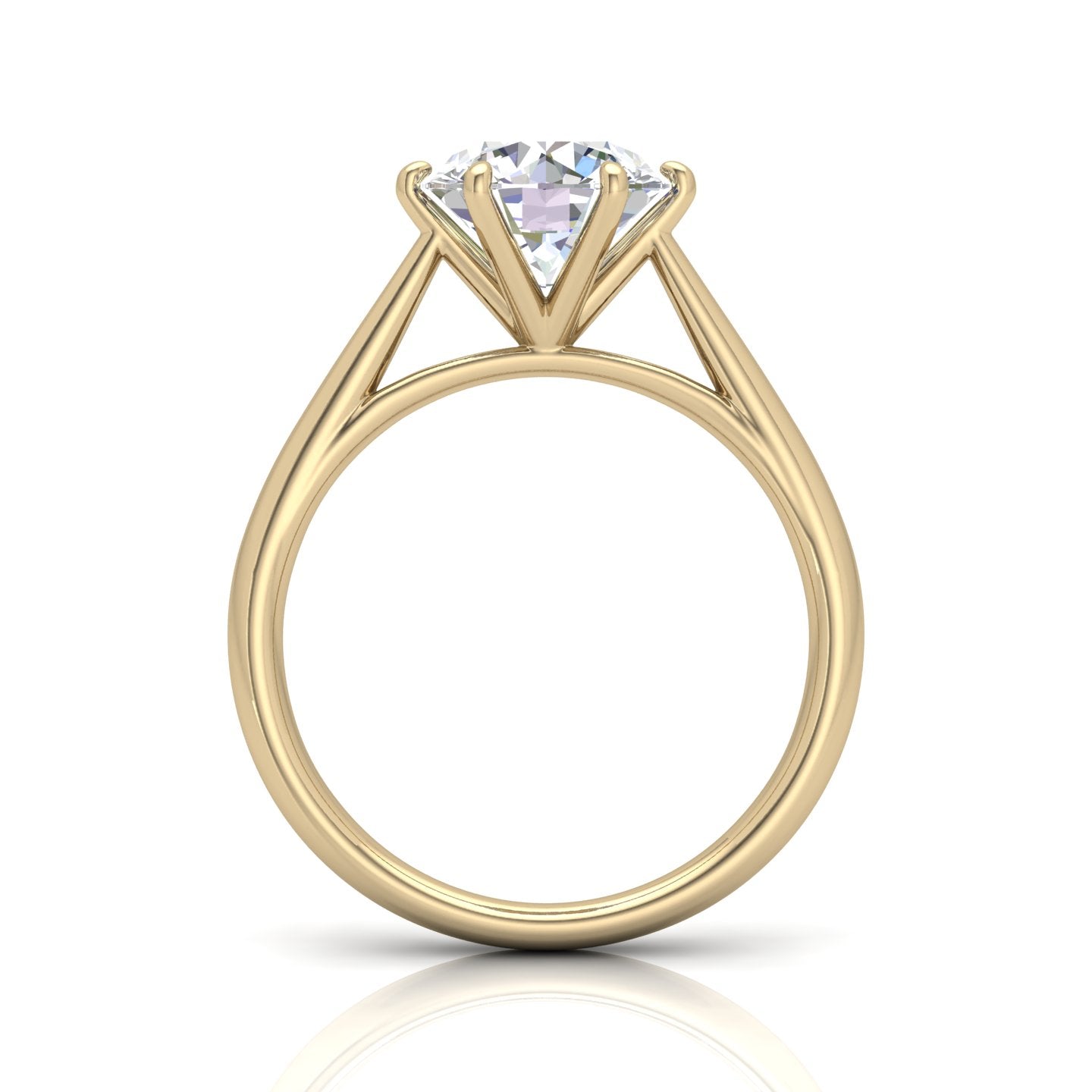 Round Diamond Six Prong Cathedral Solitaire Ring