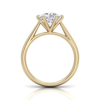 Round Diamond Six Prong Cathedral Solitaire Ring