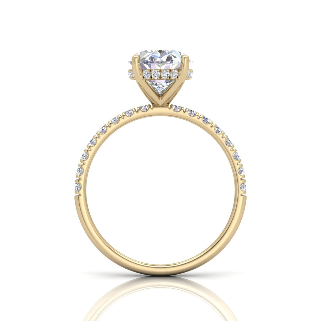 Classic Hidden Halo Pave Set Engagement Ring - Oval