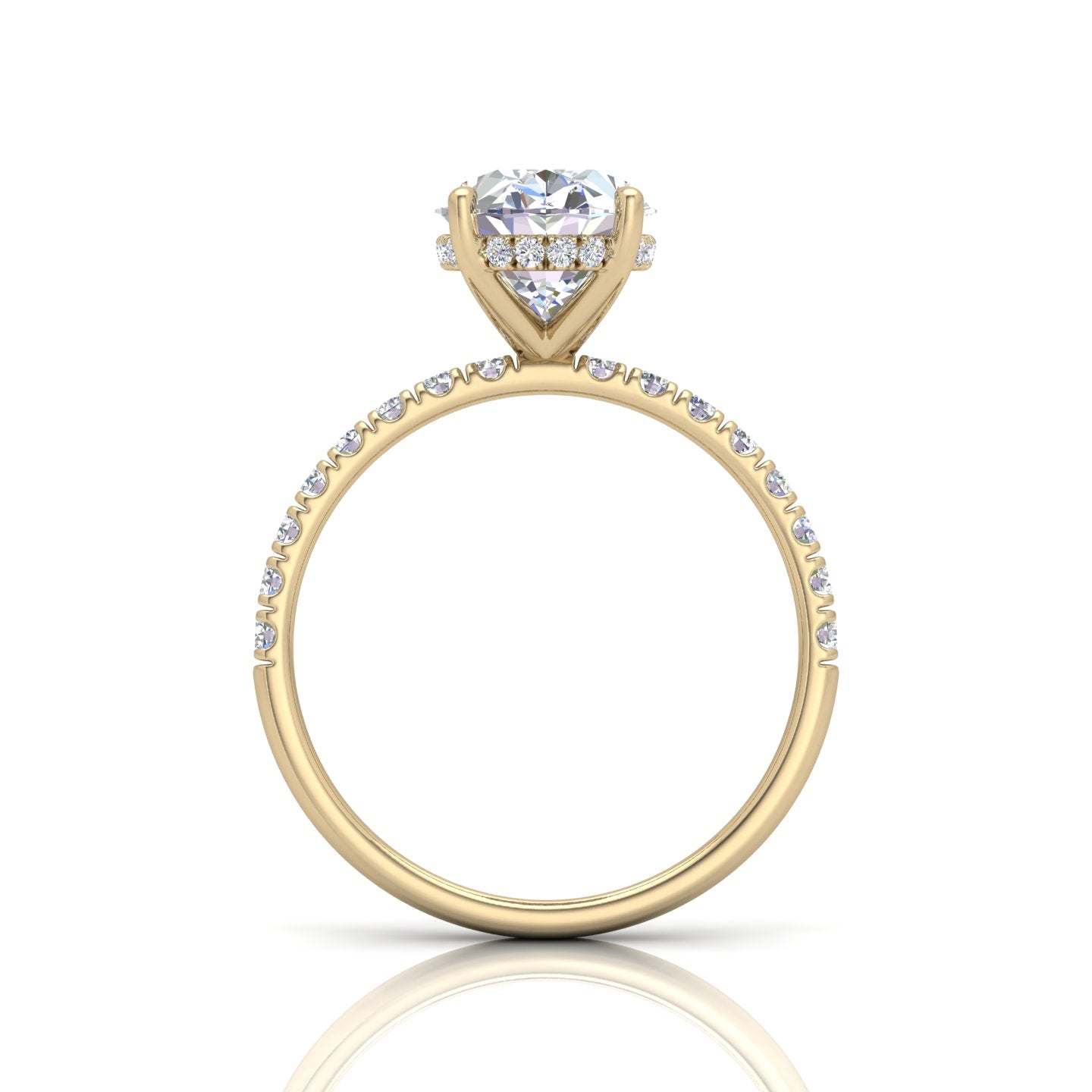 Classic Hidden Halo Pave Set Engagement Ring - Oval