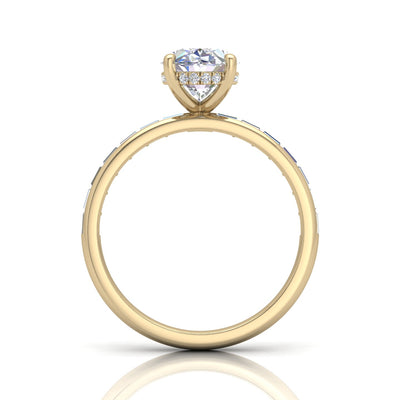 Classic Hidden Halo Channel Set Engagement Ring - Oval