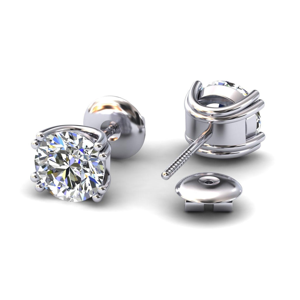 Certified D/VS 2.00Ct Round Diamond Stud Earrings in 18k Gold / Platinum