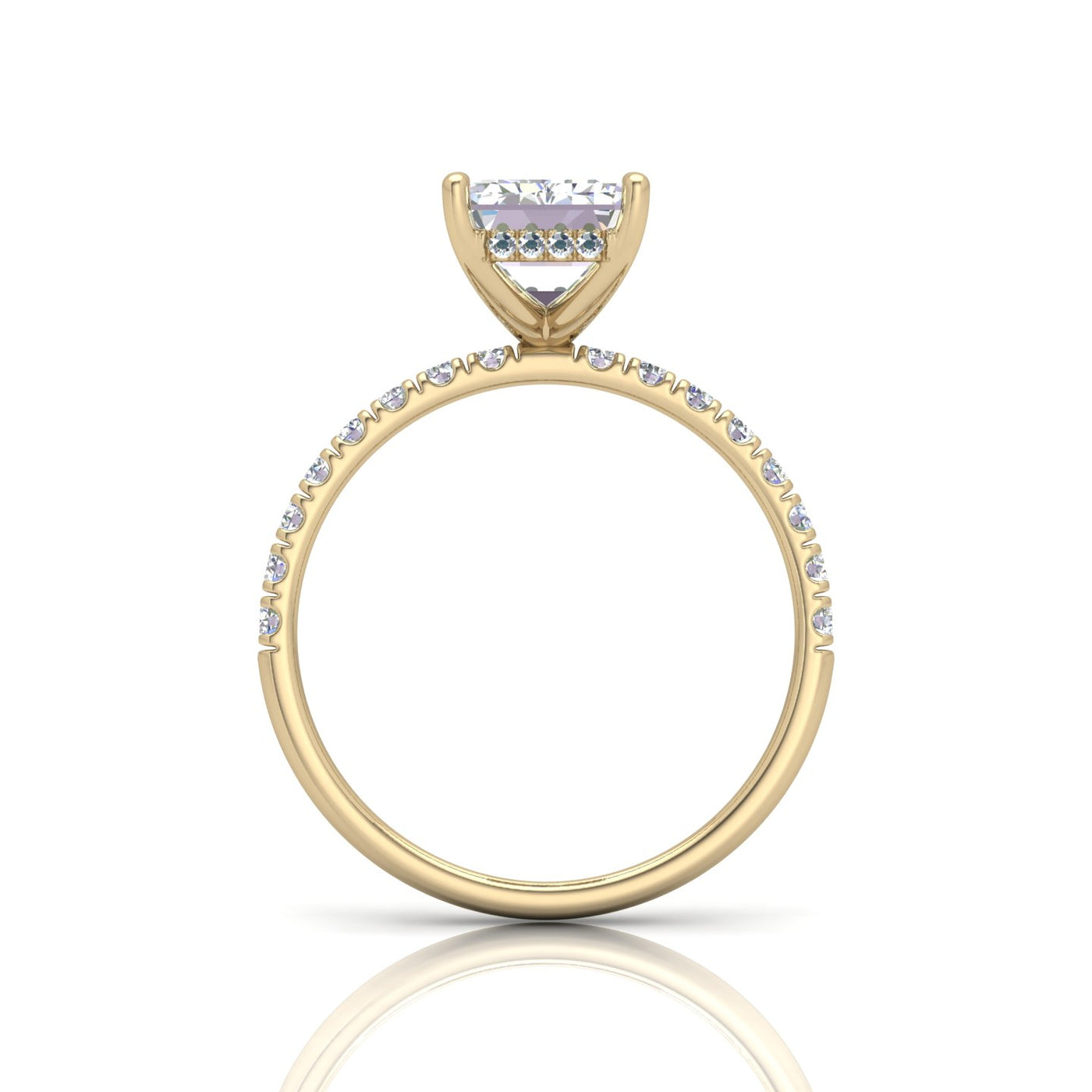 Classic Hidden Halo Pave Set Engagement Ring - Radiant