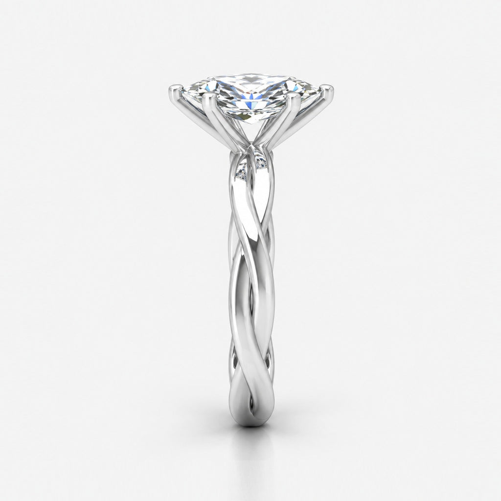 Twisted Solitaire Engagement Ring Marquise Diamond 2.00Ct IGI Certified in Gold & Platinum