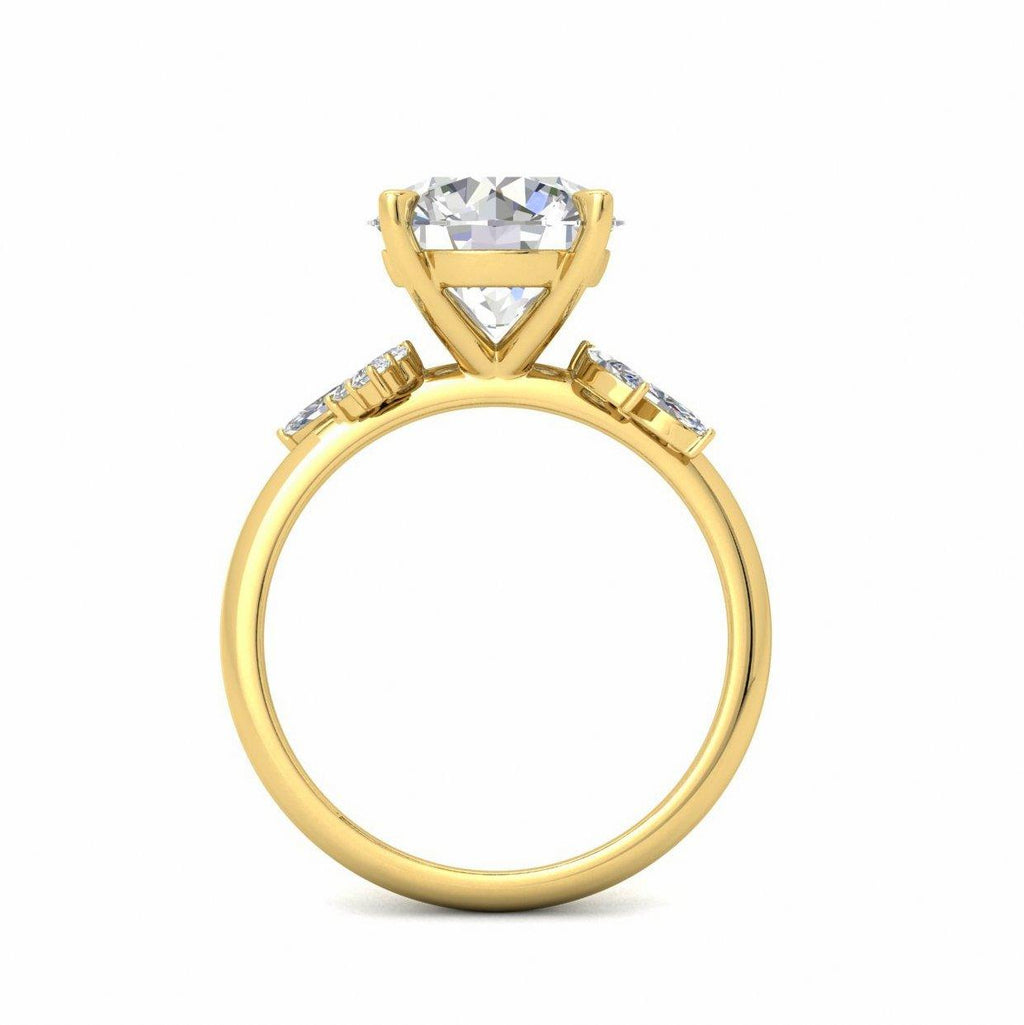 Clearance - IGI Certified 6.00ct - 7.00ct Lab Grown Round Diamond Trilogy Engagement Ring in 18k Yellow Gold