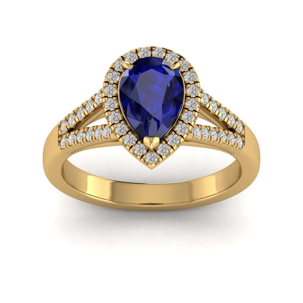 Best Deal..! 2.04Ct Tanzanite Pear & Diamond Halo Engagement Ring In Heavy 18k Gold