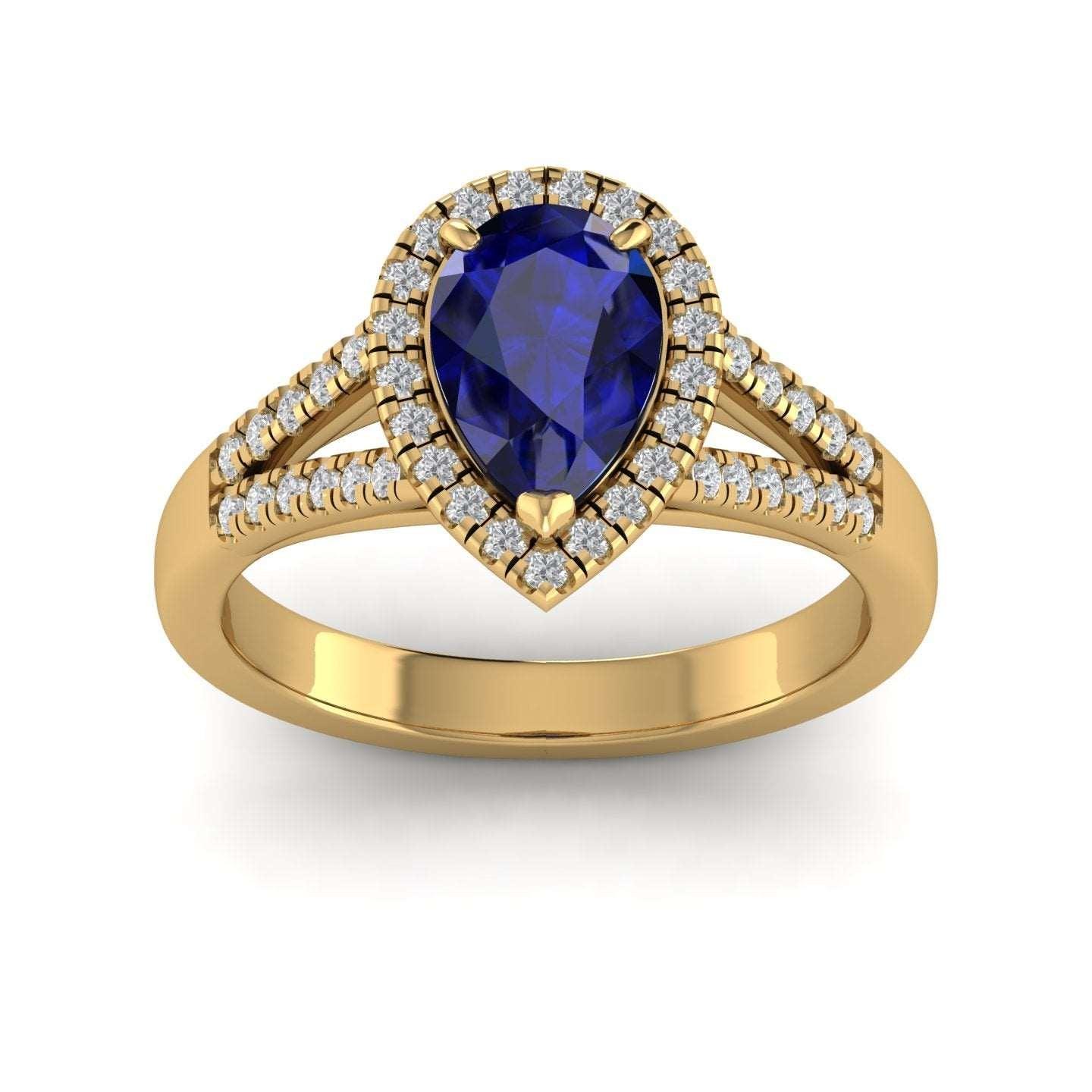 Best Deal..! 2.04Ct Tanzanite Pear & Diamond Halo Engagement Ring In Heavy 18k Gold