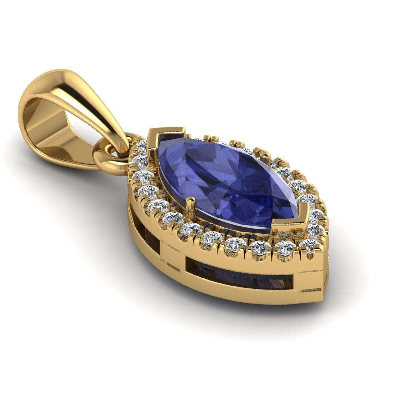 AAA Marquise Tanzanite & diamond Women's Pendant - 1.50 Carat