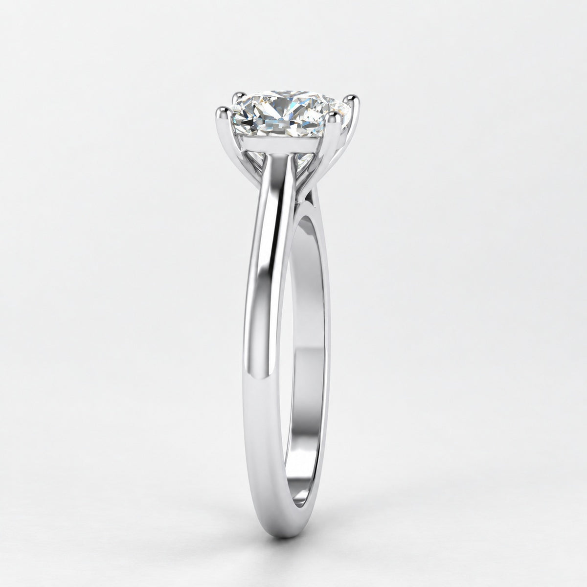 IGI Certified Classic Claw Setting Cushion Diamond Solitaire Engagement Ring in Gold & Platinum