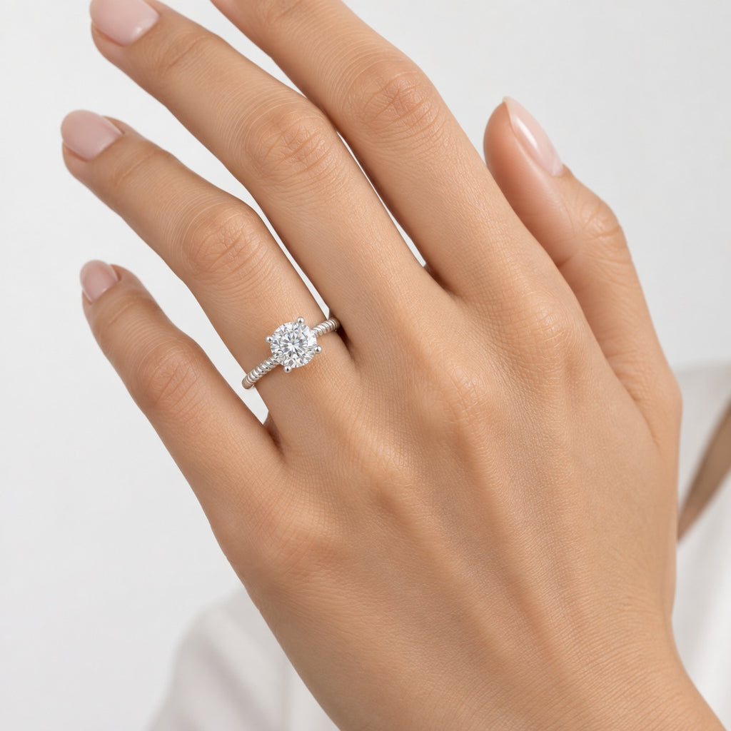 IGI Certified 1.00 Carat E/VS Cable Solitaire Engagement Ring in Gold & Platinum