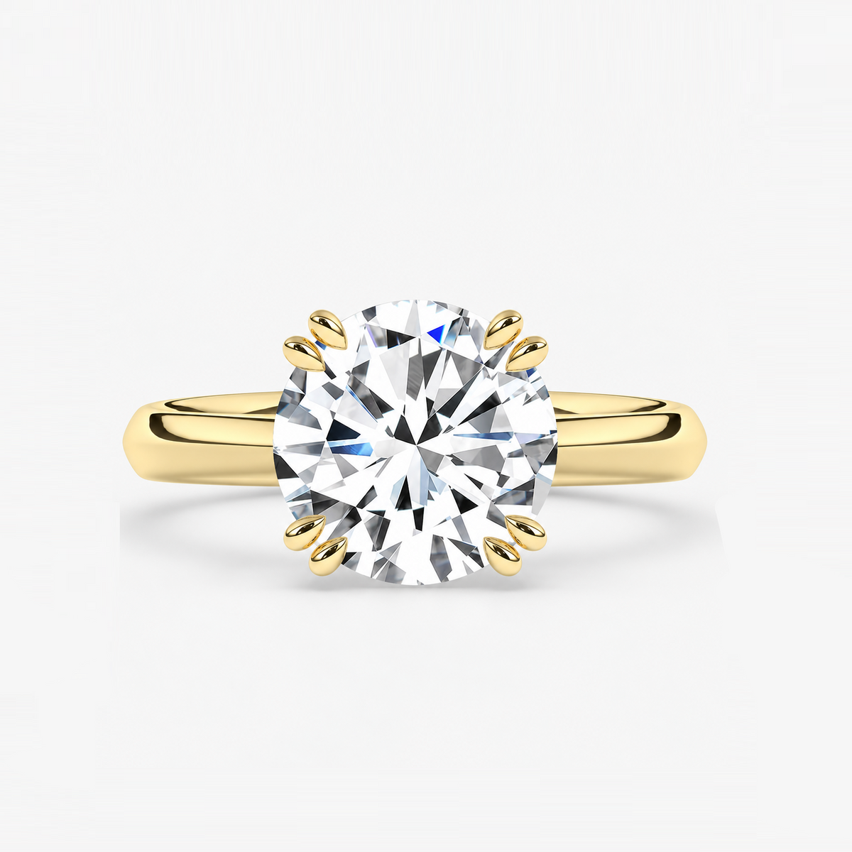 Round Diamond Engagement Ring 18k Yellow Gold Labgrown 3 Ct Solitaire