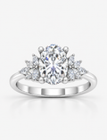 IGI Certified Aurora Oval Diamond Engagement Ring with Marquise Cluster Side Stones in Platinum & Gold