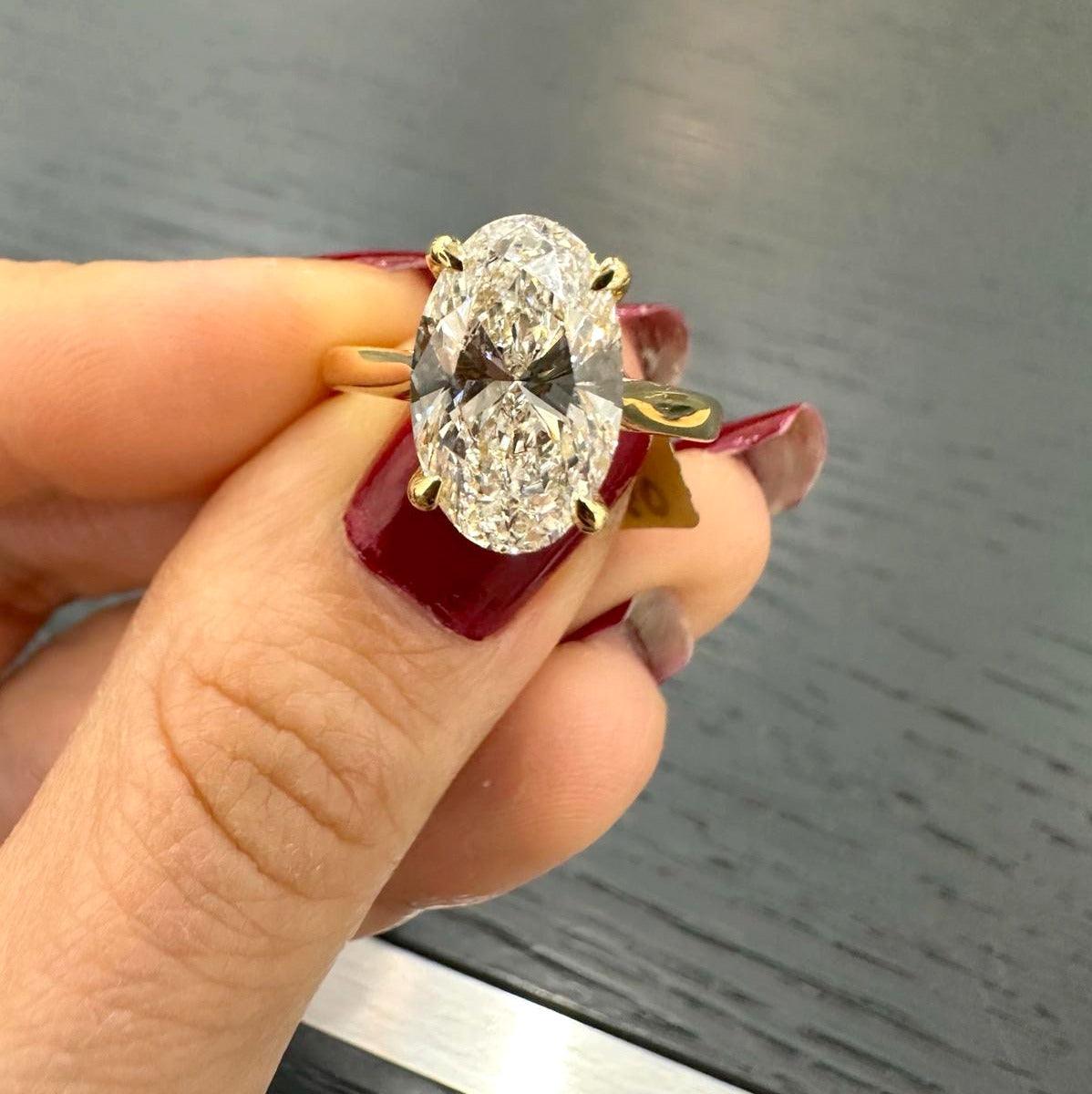 Lab Grown Oval Diamond Solitaire Engagement Ring - Amadadiamonds
