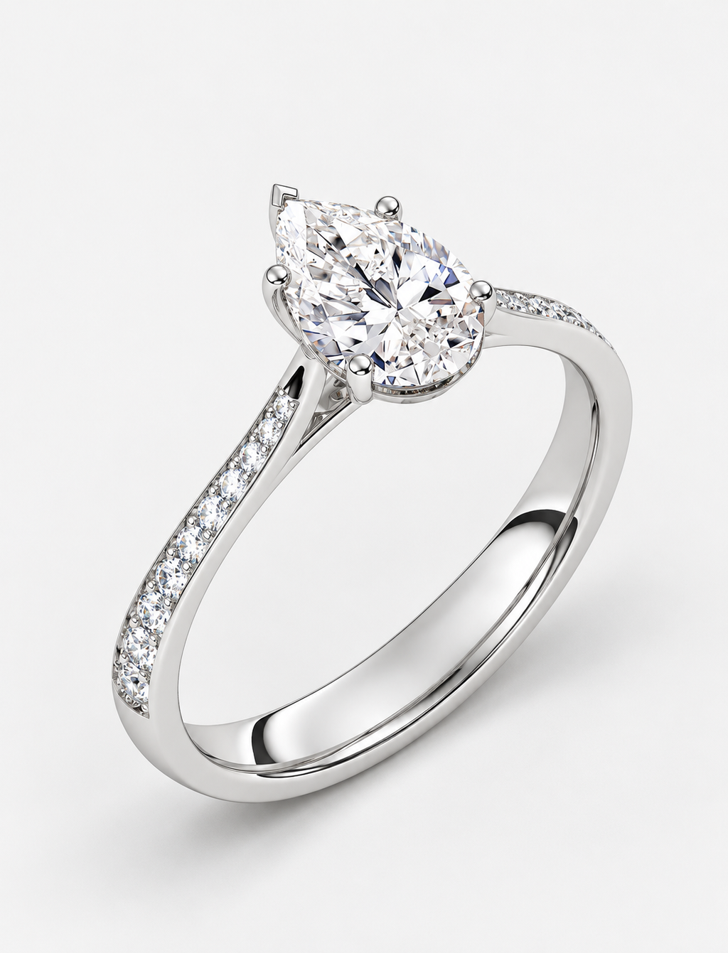 Pear Diamond Engagement Ring Platinum Labgrown 2.10 Ct Solitaire