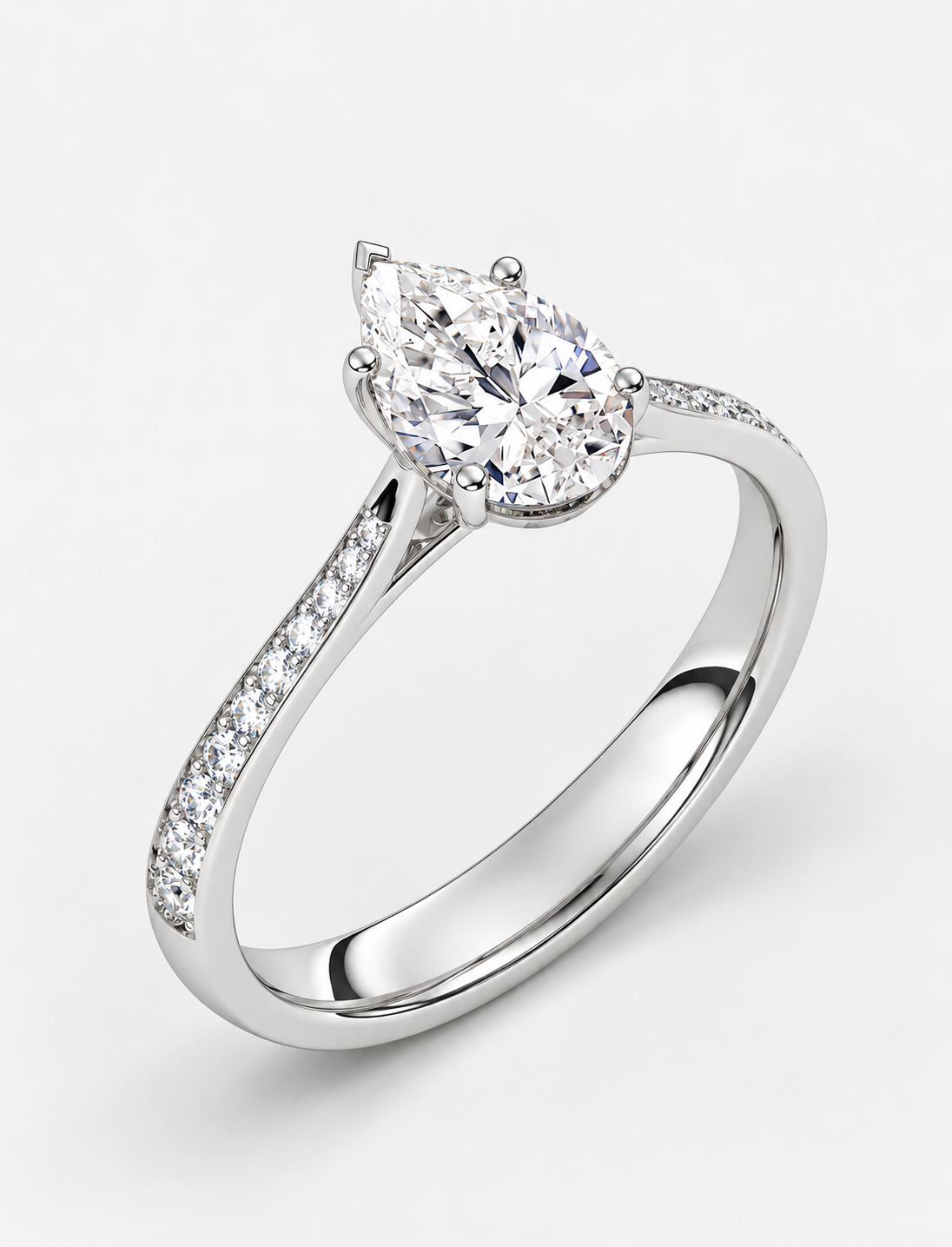 Pear Diamond Engagement Ring Platinum Labgrown 2.10 Ct Solitaire
