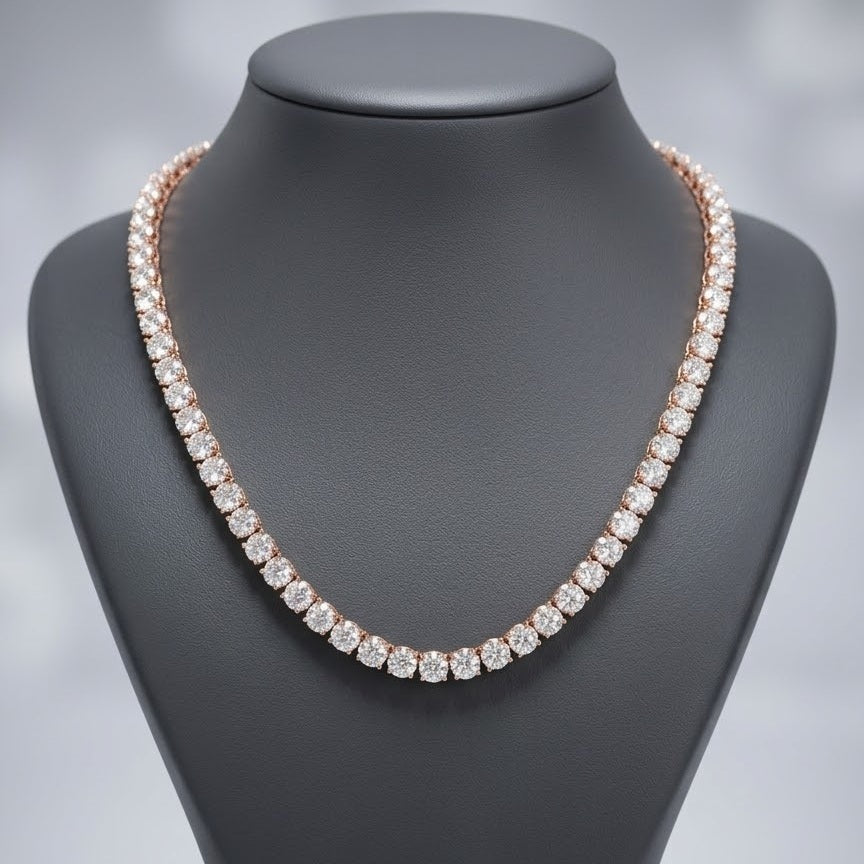 87ct Round Lab-Grown Diamond Tennis Necklace in 9K Rose Gold
