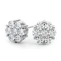 2.00 Carat D/VS Lab Diamond Cluster Earrings in Gold