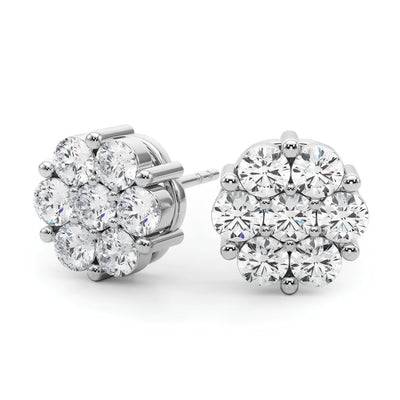 4.60Ct D/VS Lab Diamond Cluster Earrings in White Gold