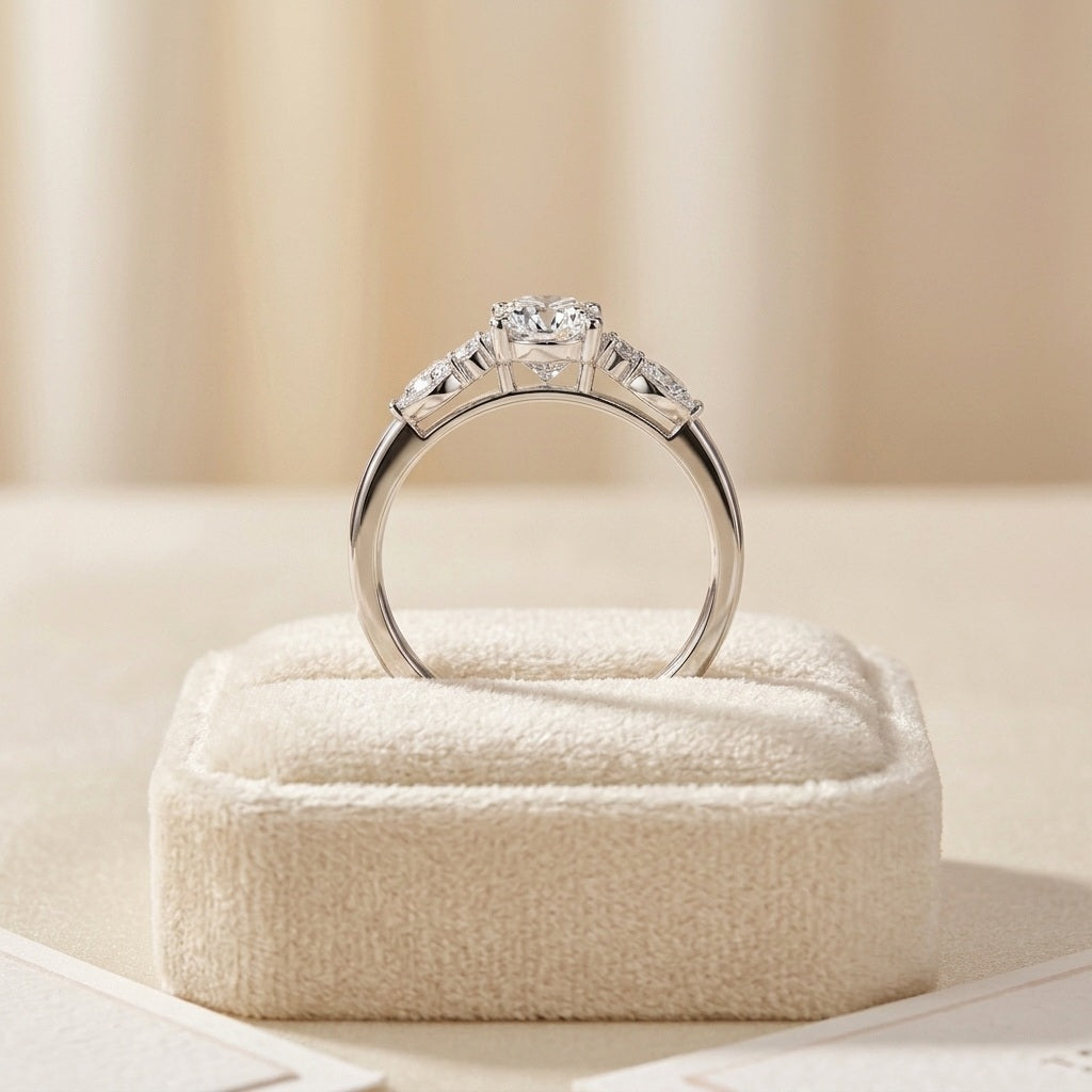 IGI 3.00CT Oval Lab Diamond Engagement Ring - ( Platinum and 18k Gold)