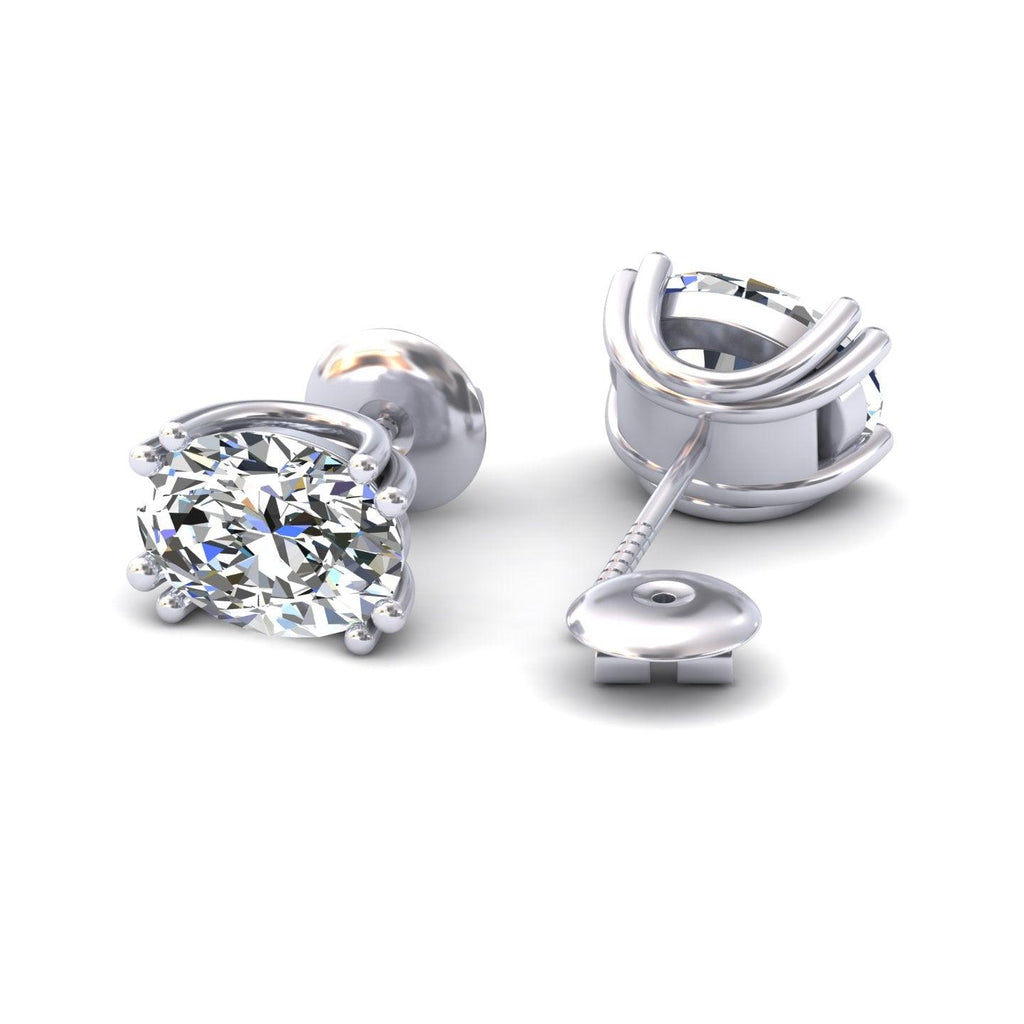 Certified F/VS 3.00Ct Oval Diamond Stud Earrings in 18k Gold / Platinum