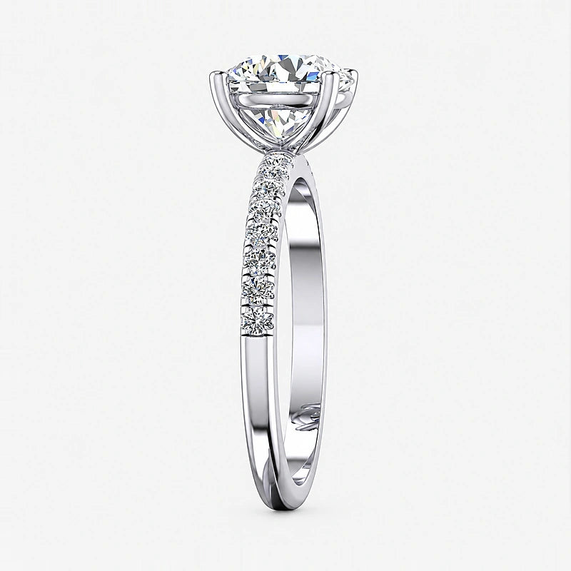IGI Certified Lab Grown Round Diamond with Side-Stone Engagement Ring in Gold & Platinum - 1-5ct