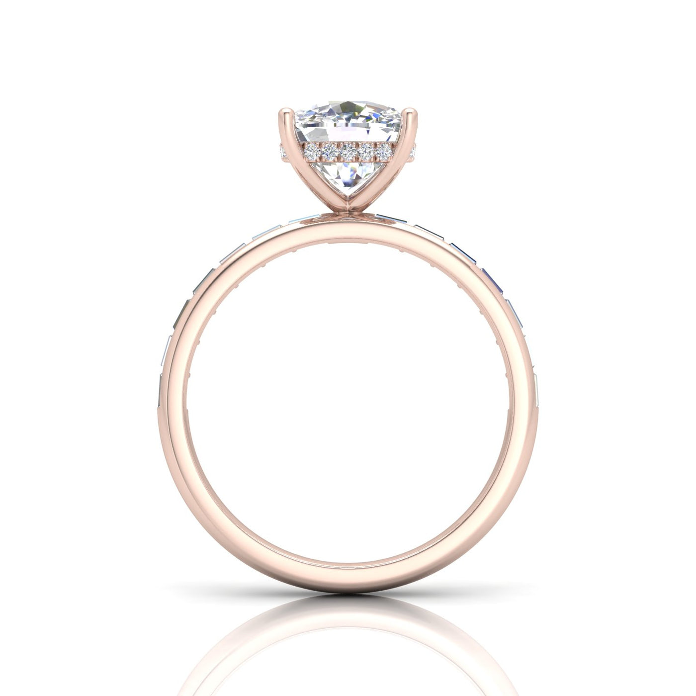 Classic Hidden Halo Channel Set Engagement Ring - Cushion