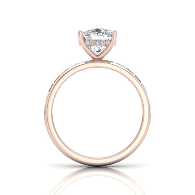 Classic Hidden Halo Channel Set Engagement Ring - Cushion