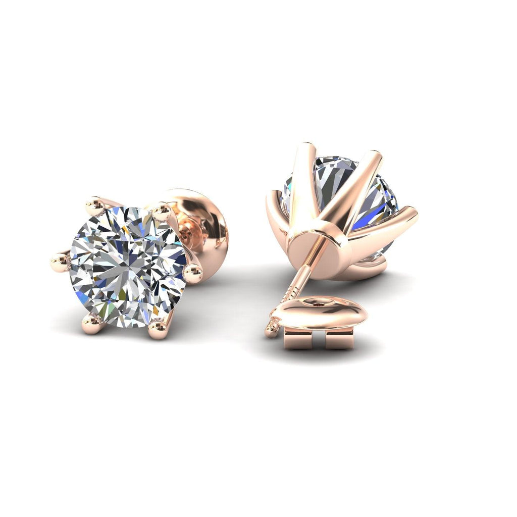Certified D/VS 2.00Ct 6 Claw Round Diamond Stud Earrings in 18k Gold / Platinum
