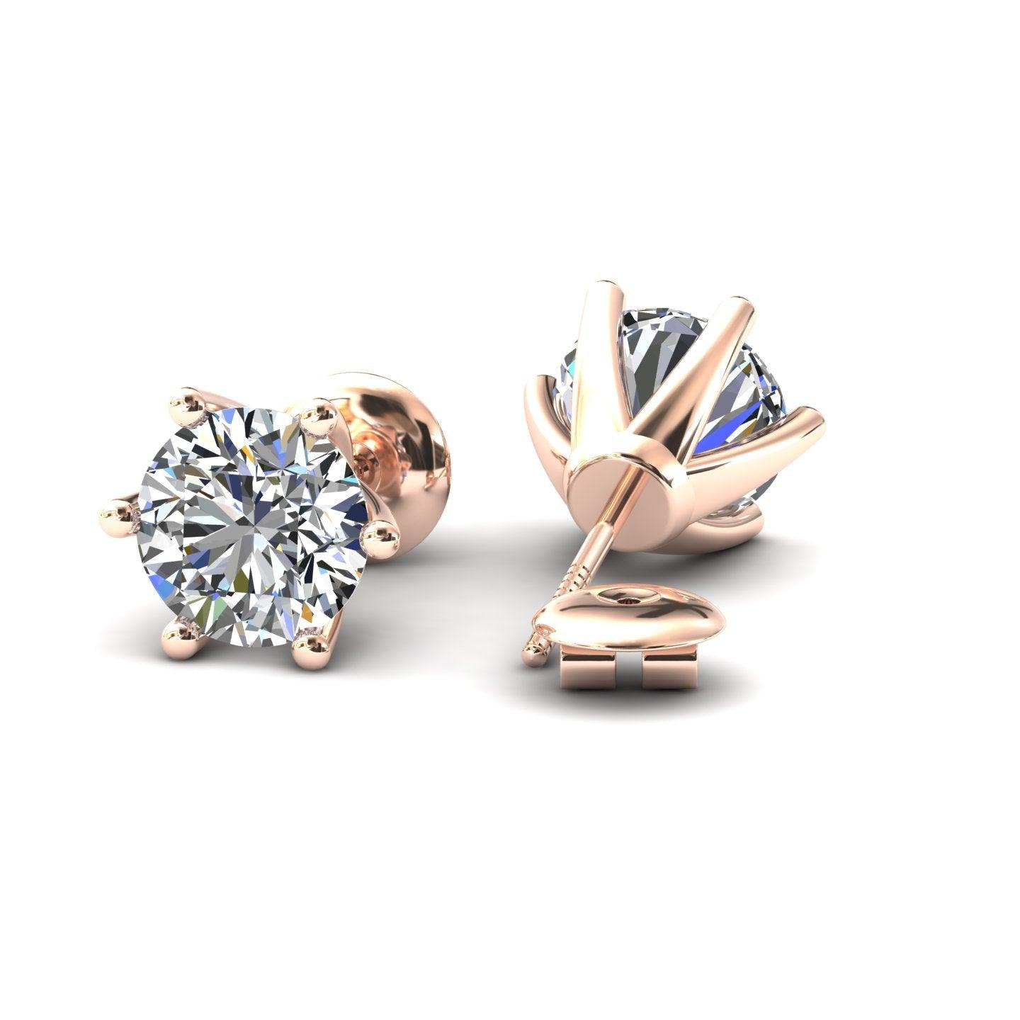 Certified D/VS 2.00Ct 6 Claw Round Diamond Stud Earrings in 18k Gold / Platinum