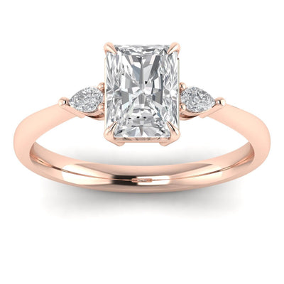 Radiant & Pear Diamond 3 Stone Engagement Ring in Platinum 2.00Ct