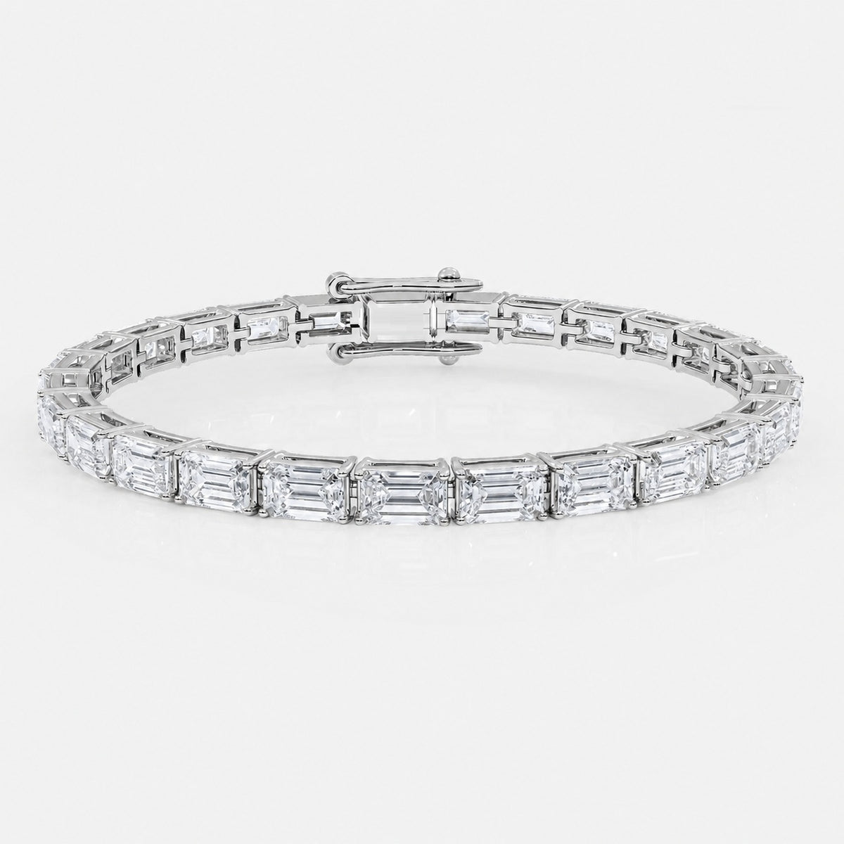 East-West Emerald Lab-Grown Diamond Tennis Bracelet in Gold & Platinum (8–30ct)