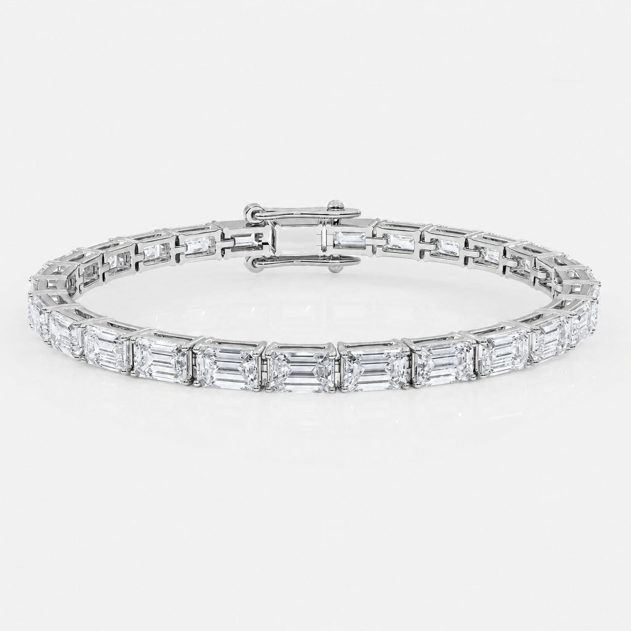 East-West Emerald Lab-Grown Diamond Tennis Bracelet in Gold & Platinum (8–30ct)