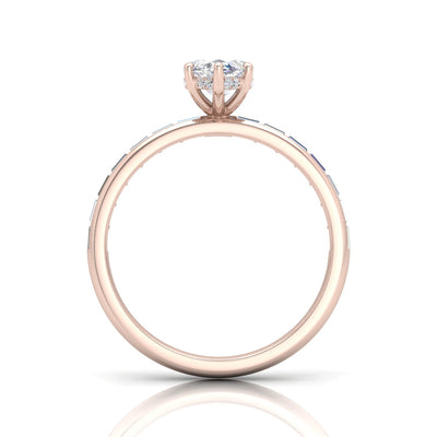 Classic Hidden Halo Channel Set Engagement Ring - Marquise