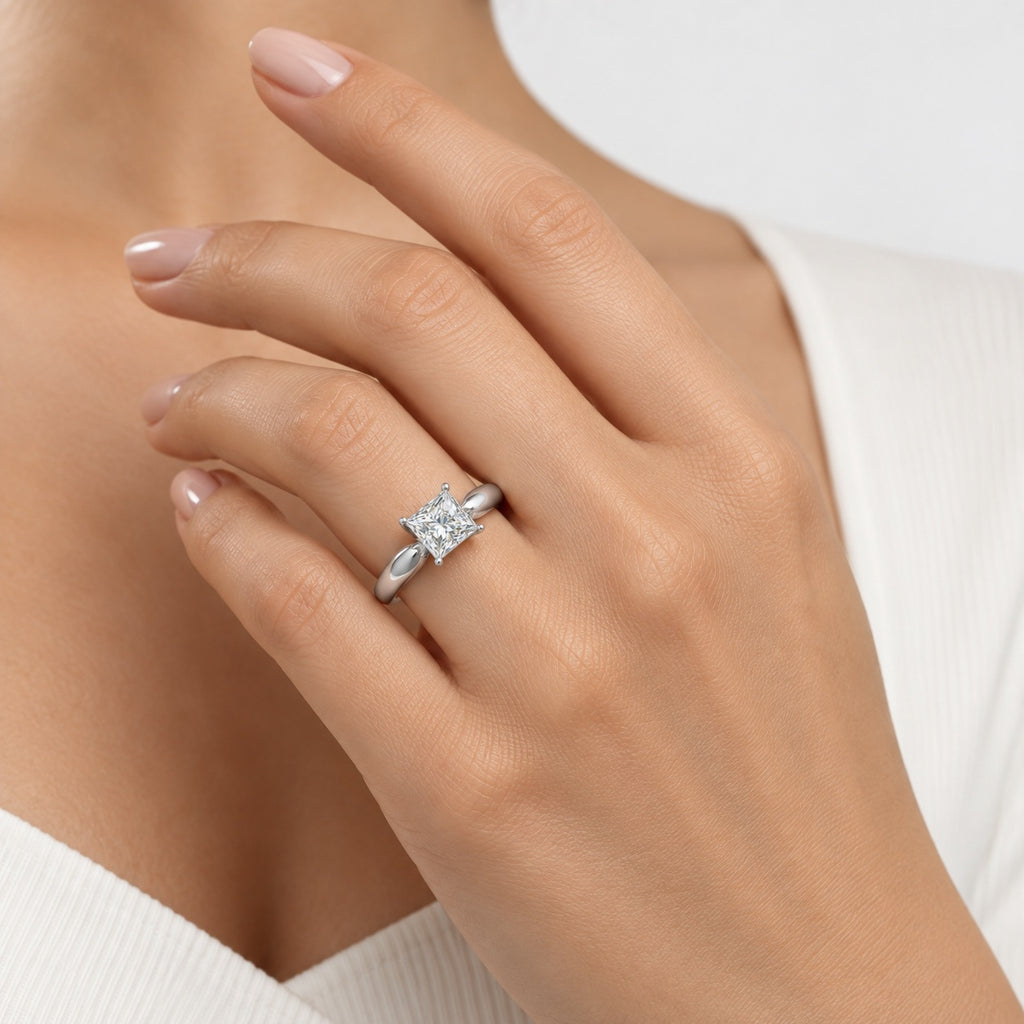 2.00Ct Solitaire Engagement Women's Ring Princess Diamond IGI Certified in Gold & Platinum