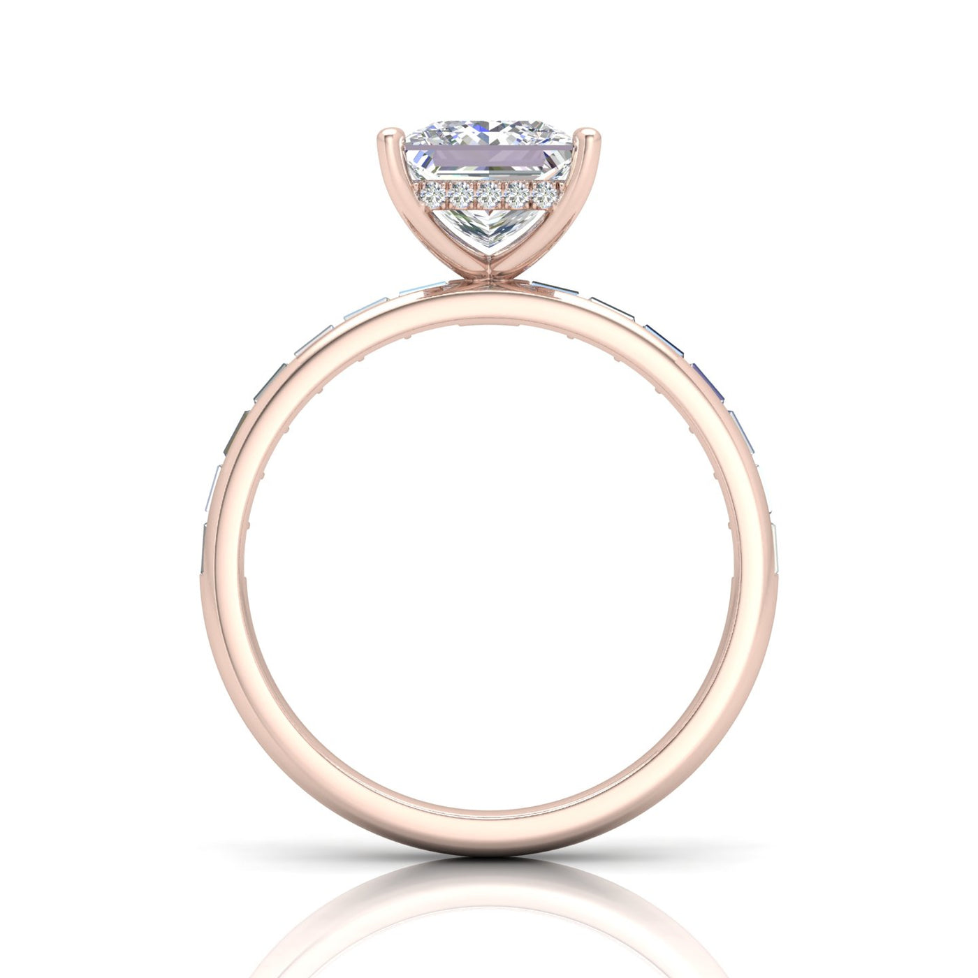 Classic Hidden Halo Channel Set Engagement Ring - Princess