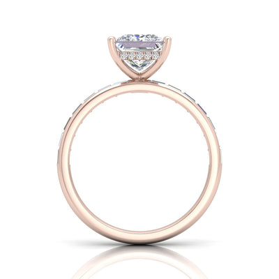 Classic Hidden Halo Channel Set Engagement Ring - Princess