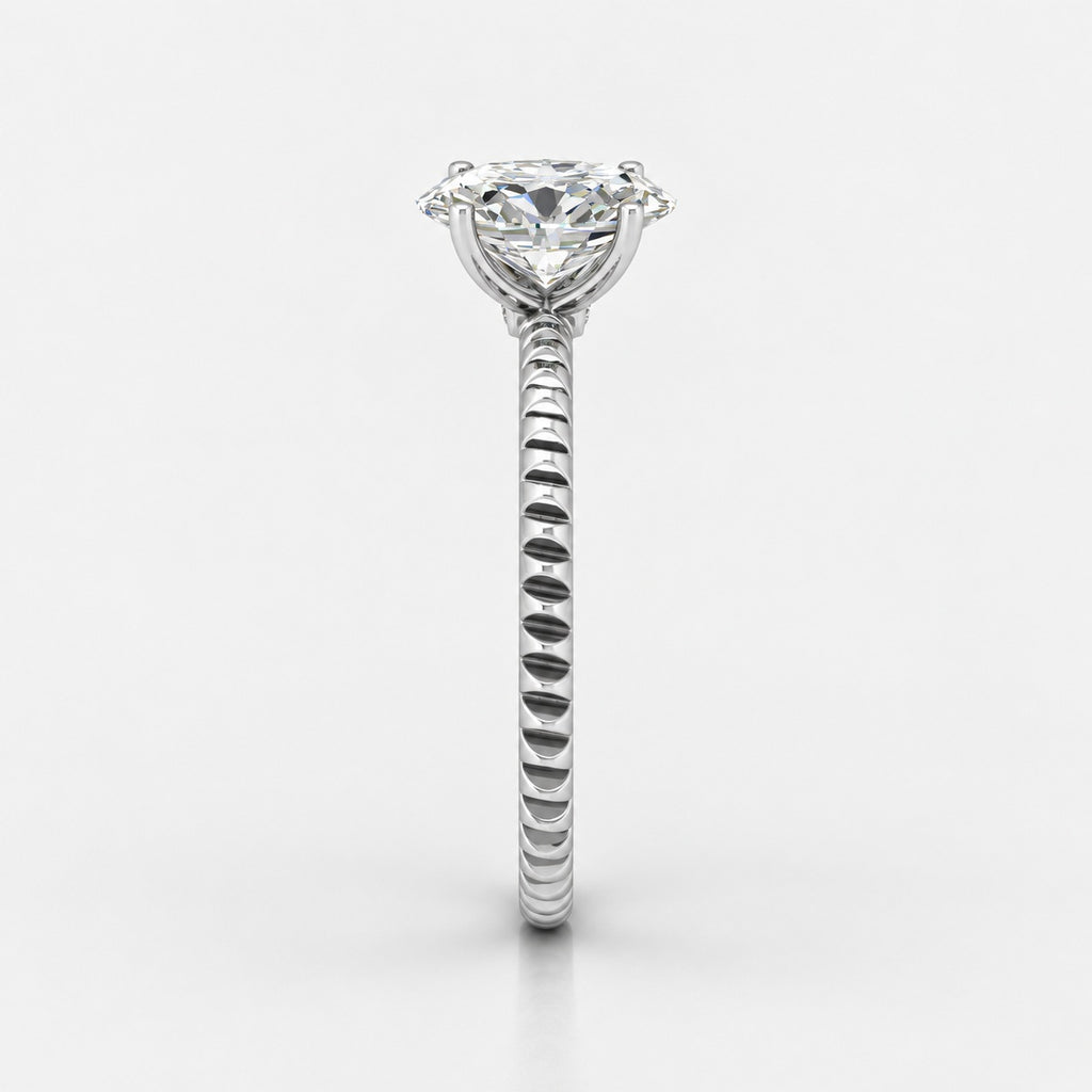 IGI Certified Oval Diamond 2.00Ct Cable Solitaire Engagement Ring in Gold & Platinum