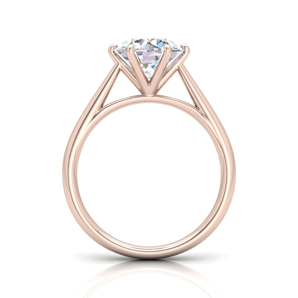 Round Diamond Six Prong Cathedral Solitaire Ring