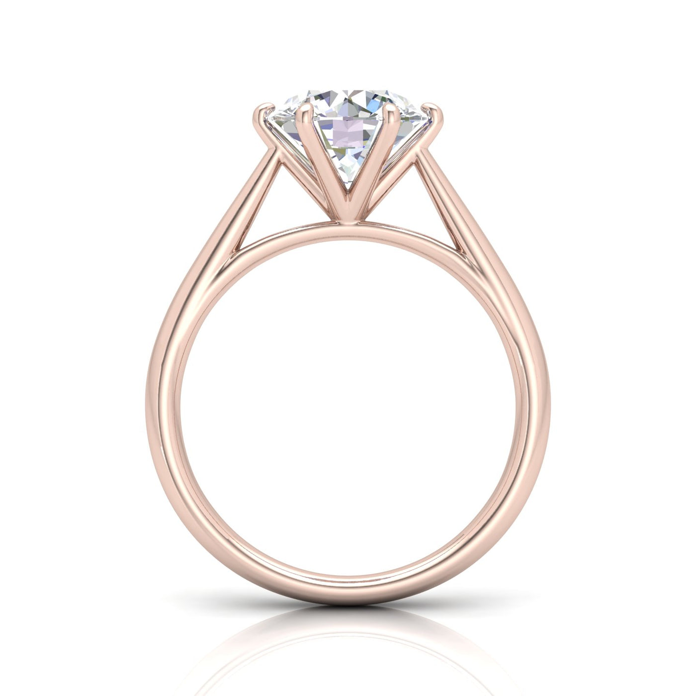 Round Diamond Six Prong Cathedral Solitaire Ring