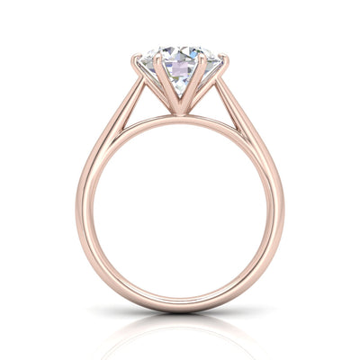 Round Diamond Six Prong Cathedral Solitaire Ring