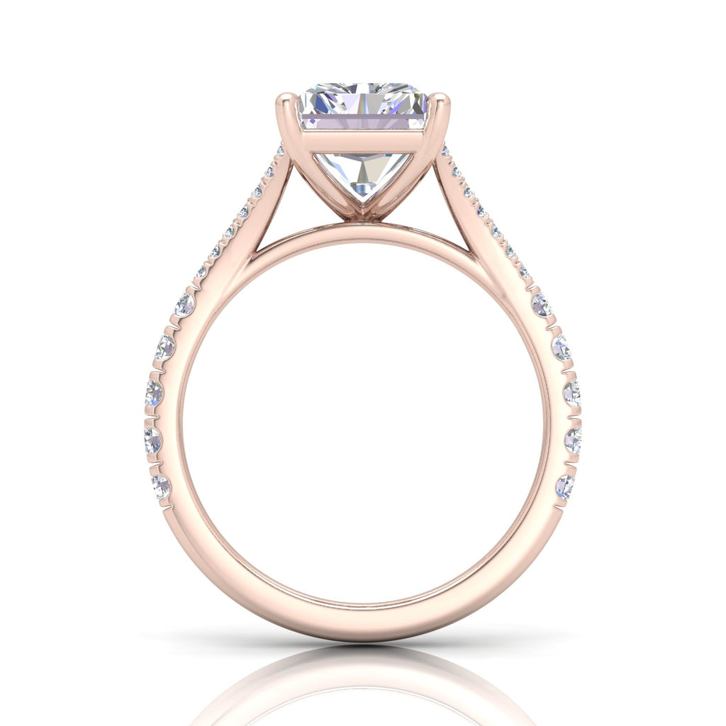 Julie Emerald Diamond Split Shank Engagement Ring