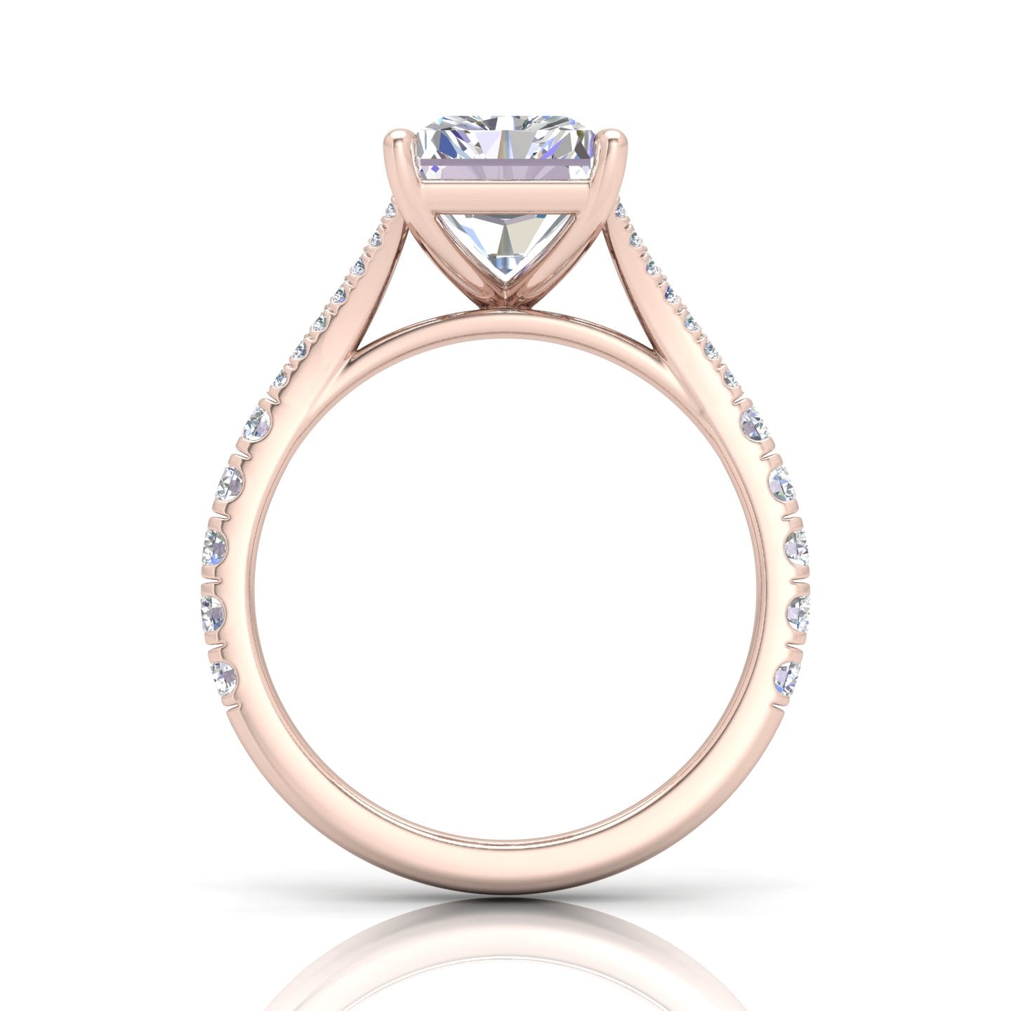 Julie Emerald Diamond Split Shank Engagement Ring