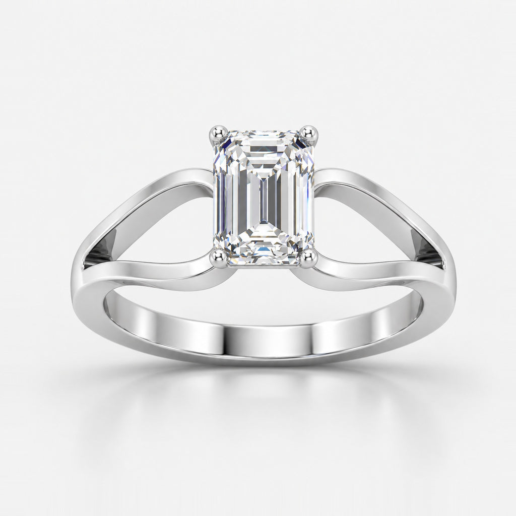 Infinity Twist IGI Certified Classic Solitaire Emerald Diamond Engagement Ring in Gold & Platinum