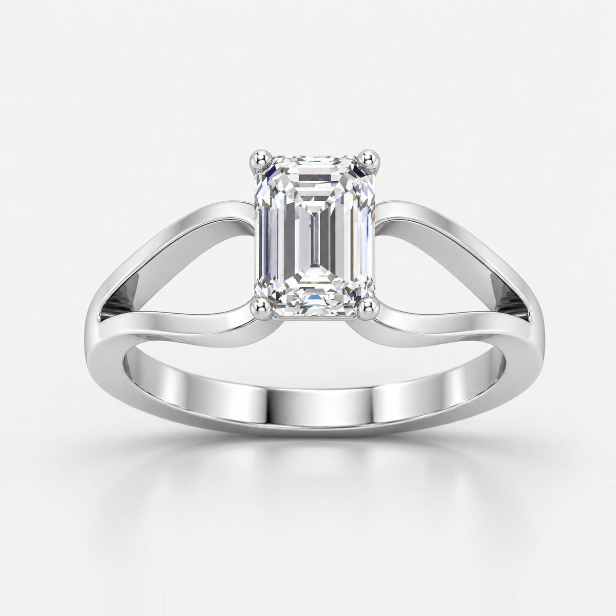 Infinity Twist IGI Certified Classic Solitaire Emerald Diamond Engagement Ring in Gold & Platinum