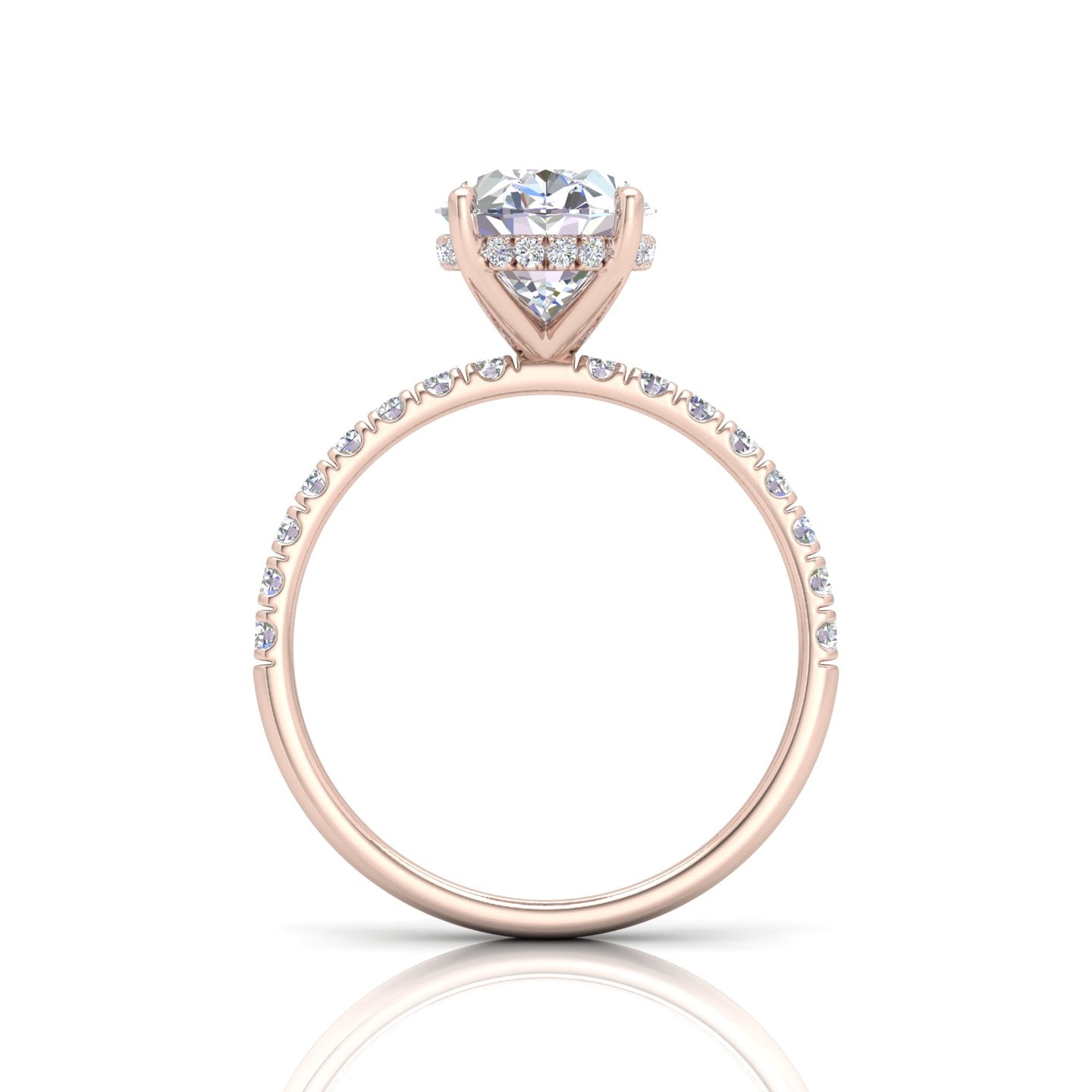 Classic Hidden Halo Pave Set Engagement Ring - Oval